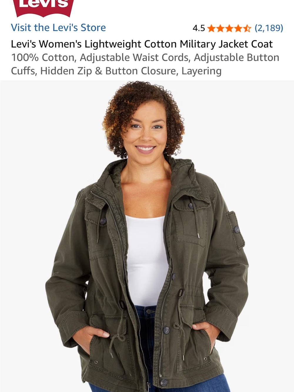 Levi's Women’s Quilted Utility Jacket - Olive Green